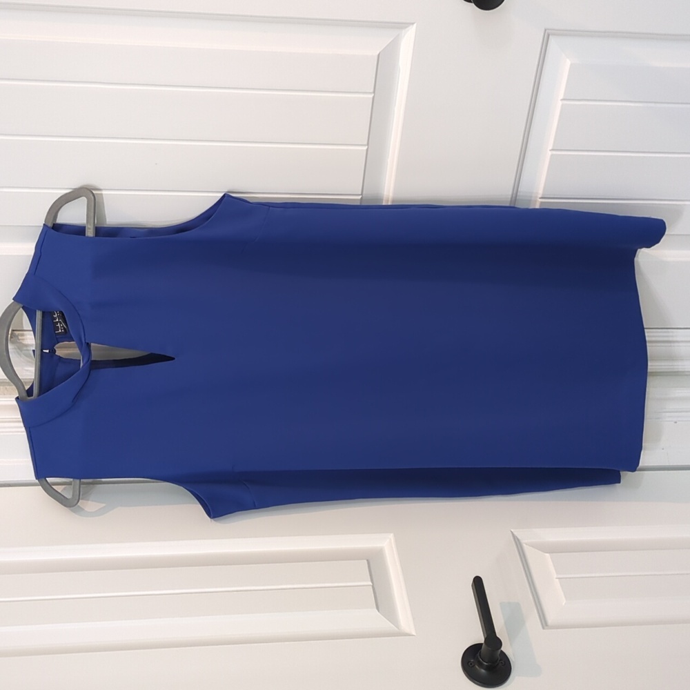Royal blue sleeveless sheath dress